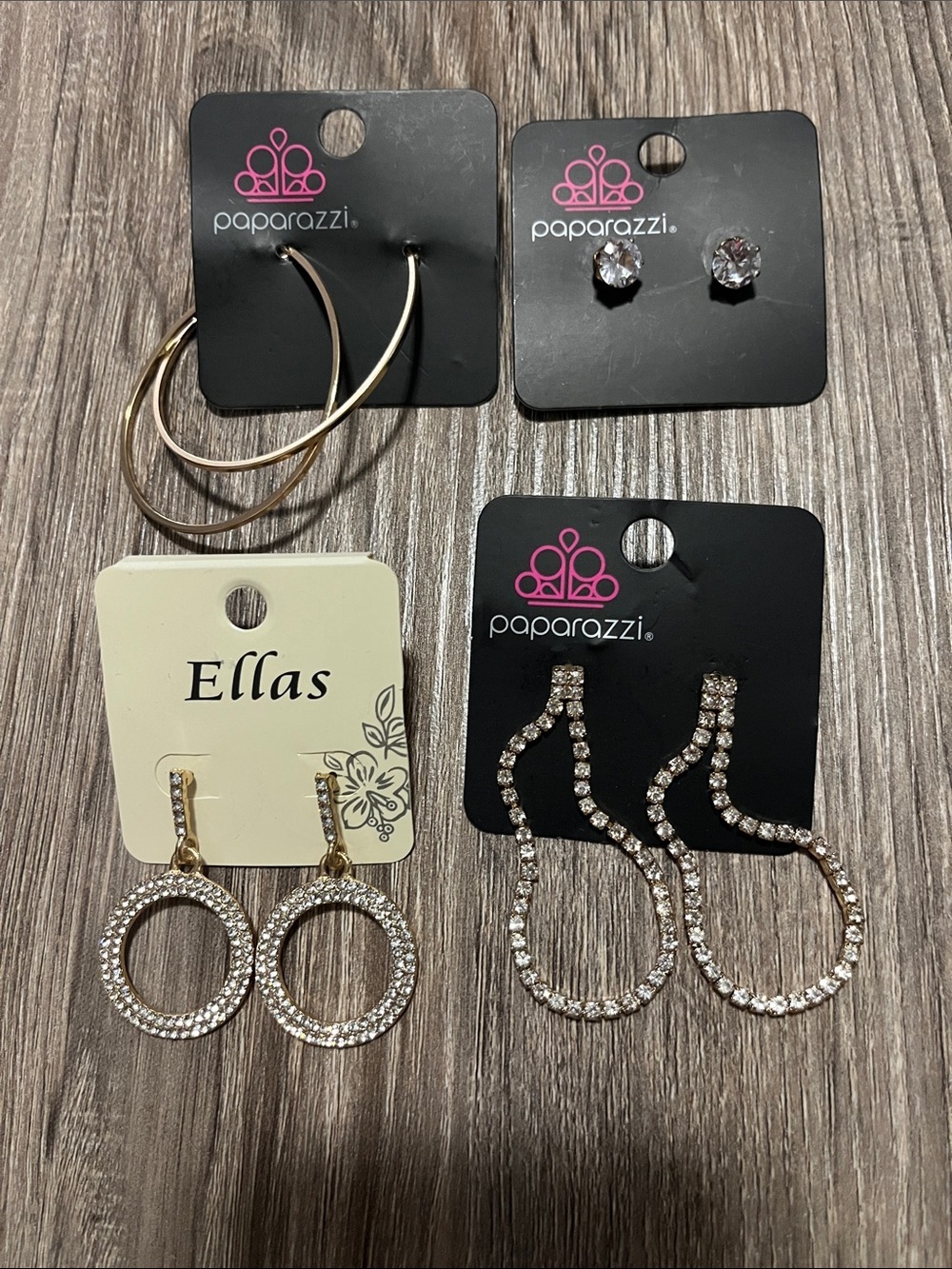 paparazzi Gold and Clear Crystal Earring Set
